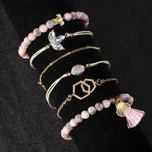 *NOLANI* 6-Pc Pink x Turtle Fashion Bracelet Set